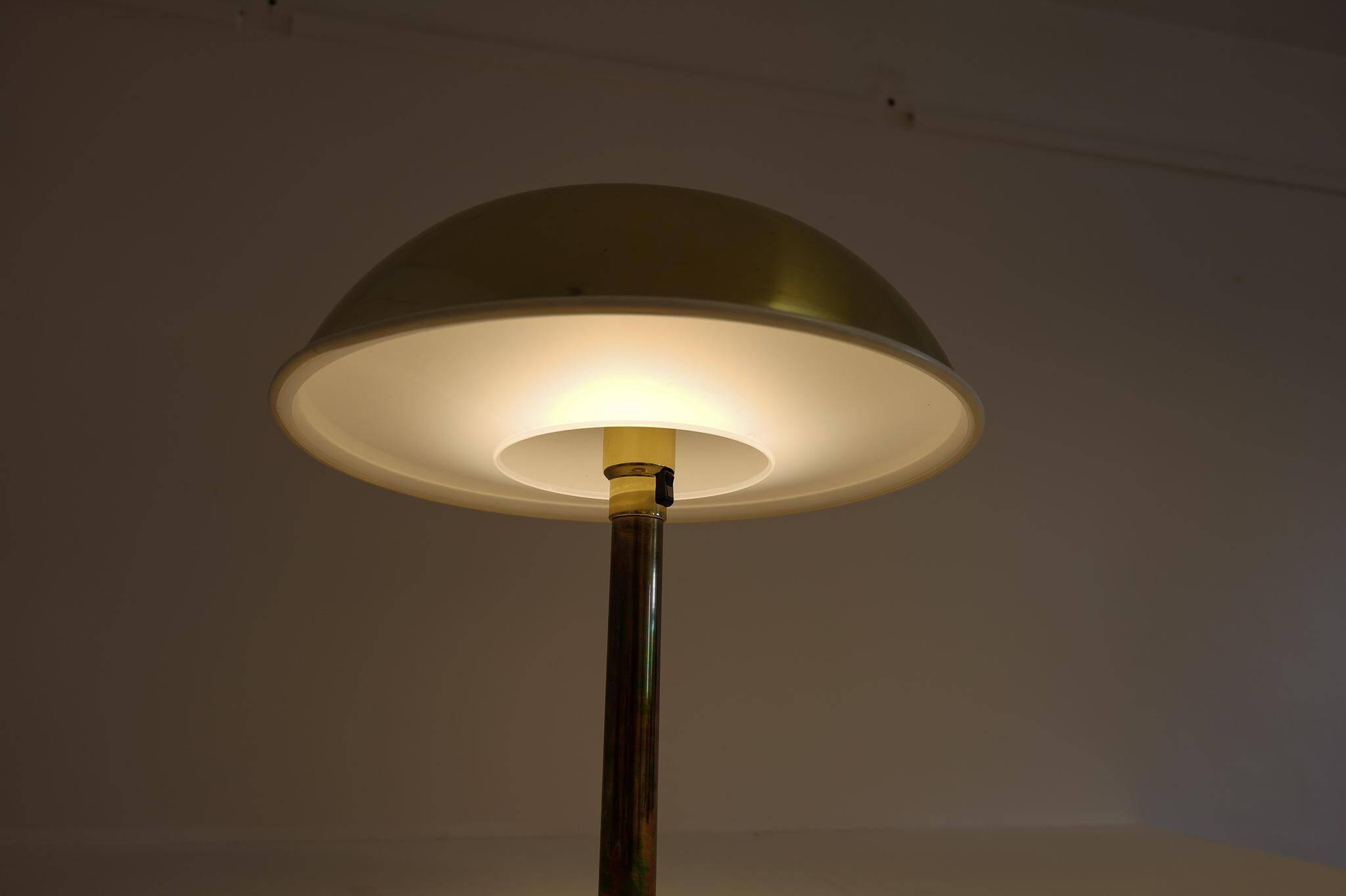 Large Space Age table lamp in brass by Fagerhults, Sweden, 1970s.