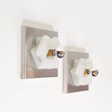 Paire de appliques murales en verre brutalistes par Albano Poli pour Poliarte, Italie 1970