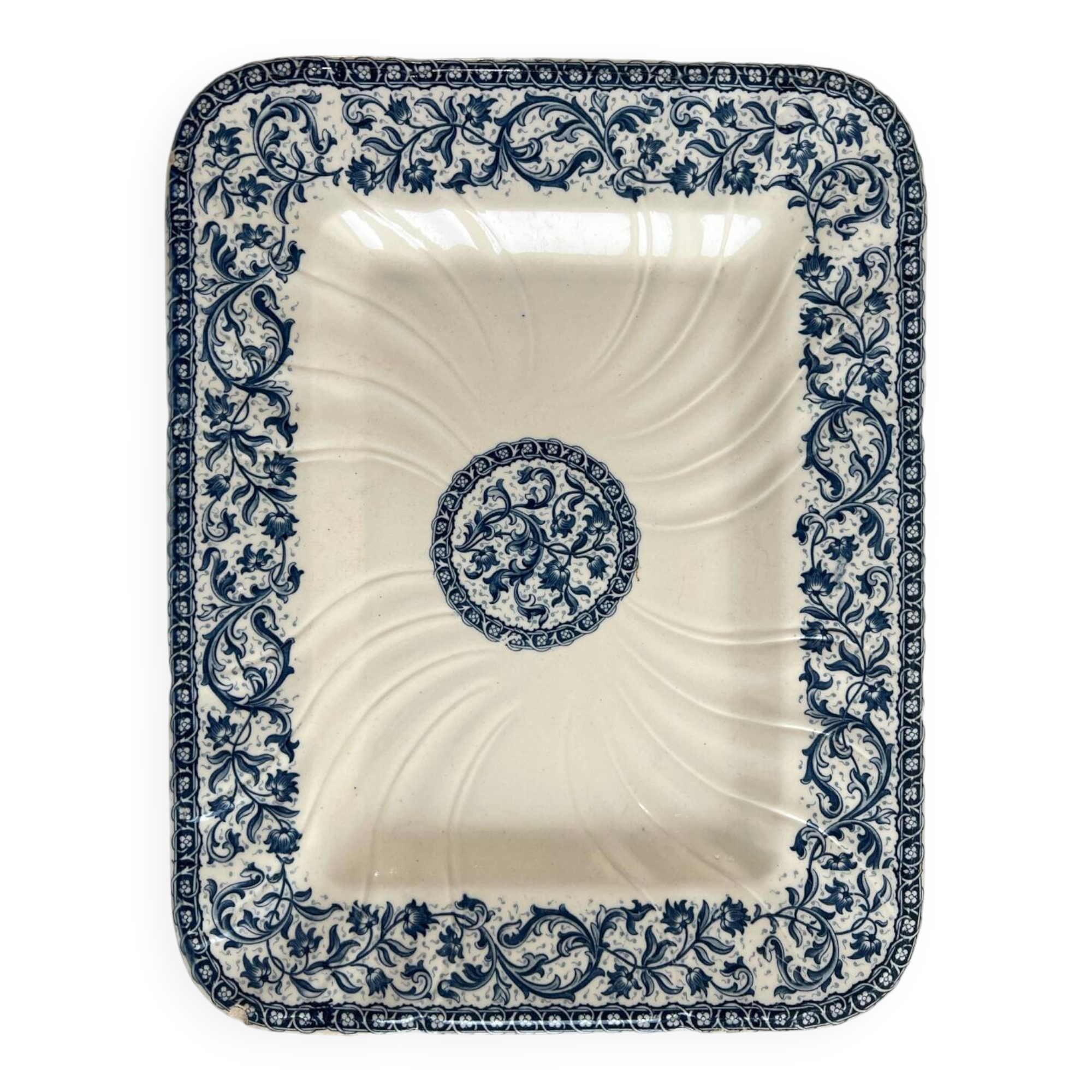 Très grand plat de présentation gien 1937 guirlandes