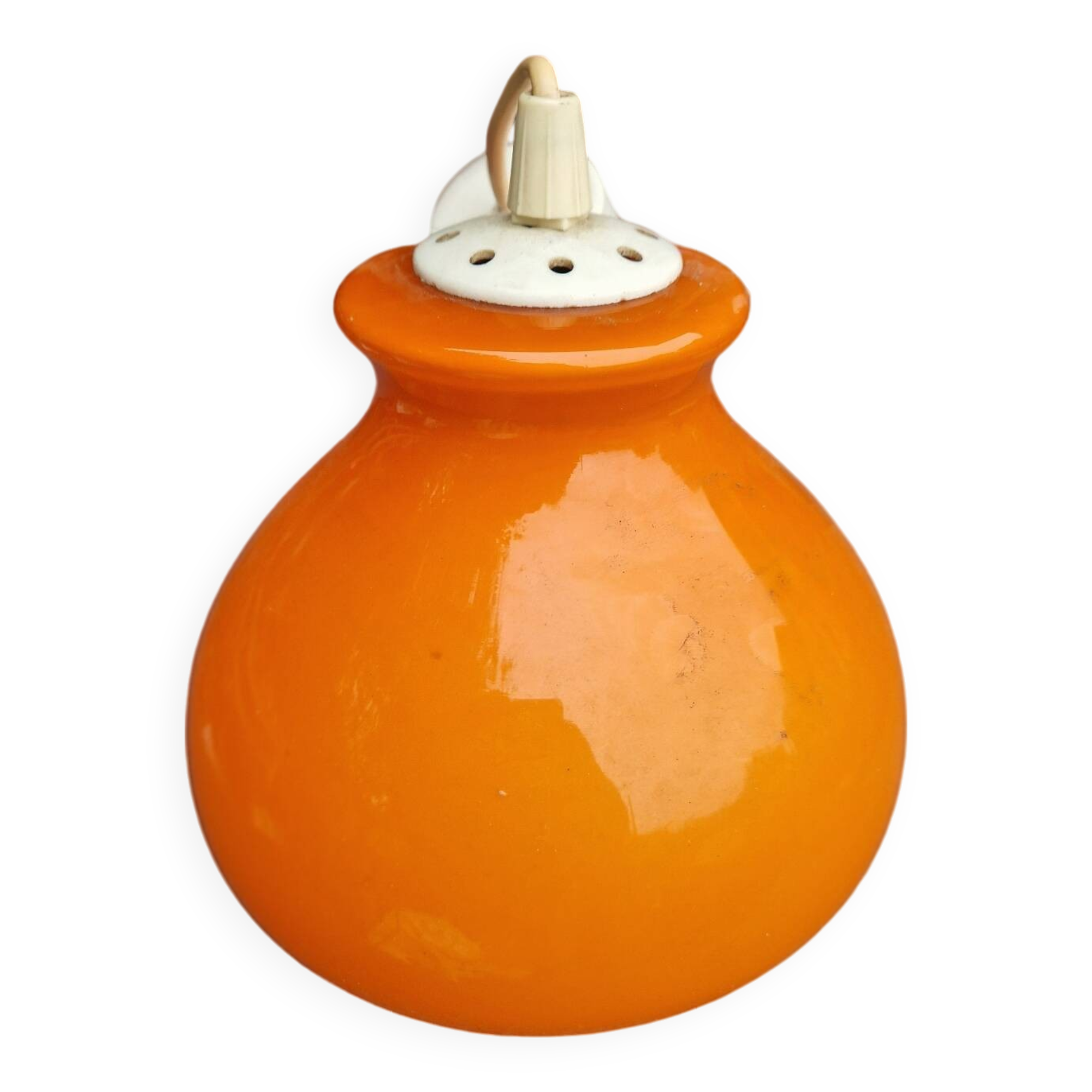 Orange opal glass pendant light from the 70s