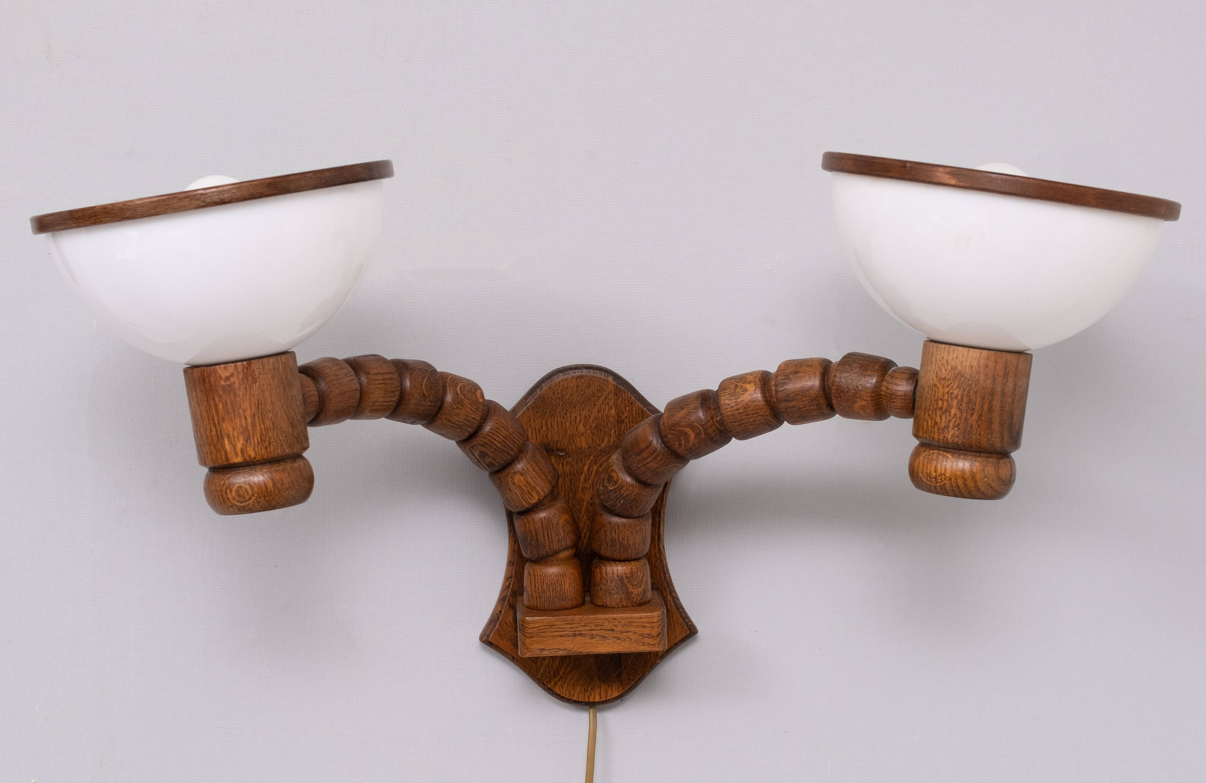 Steinhauer set Oak wood Wall lamps 1970s