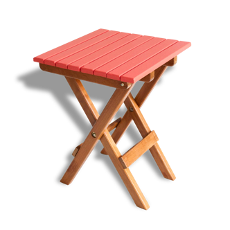 Petit tabouret bois et corail