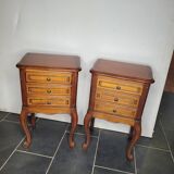 Paire de tables de chevet style Louis XV en merisier