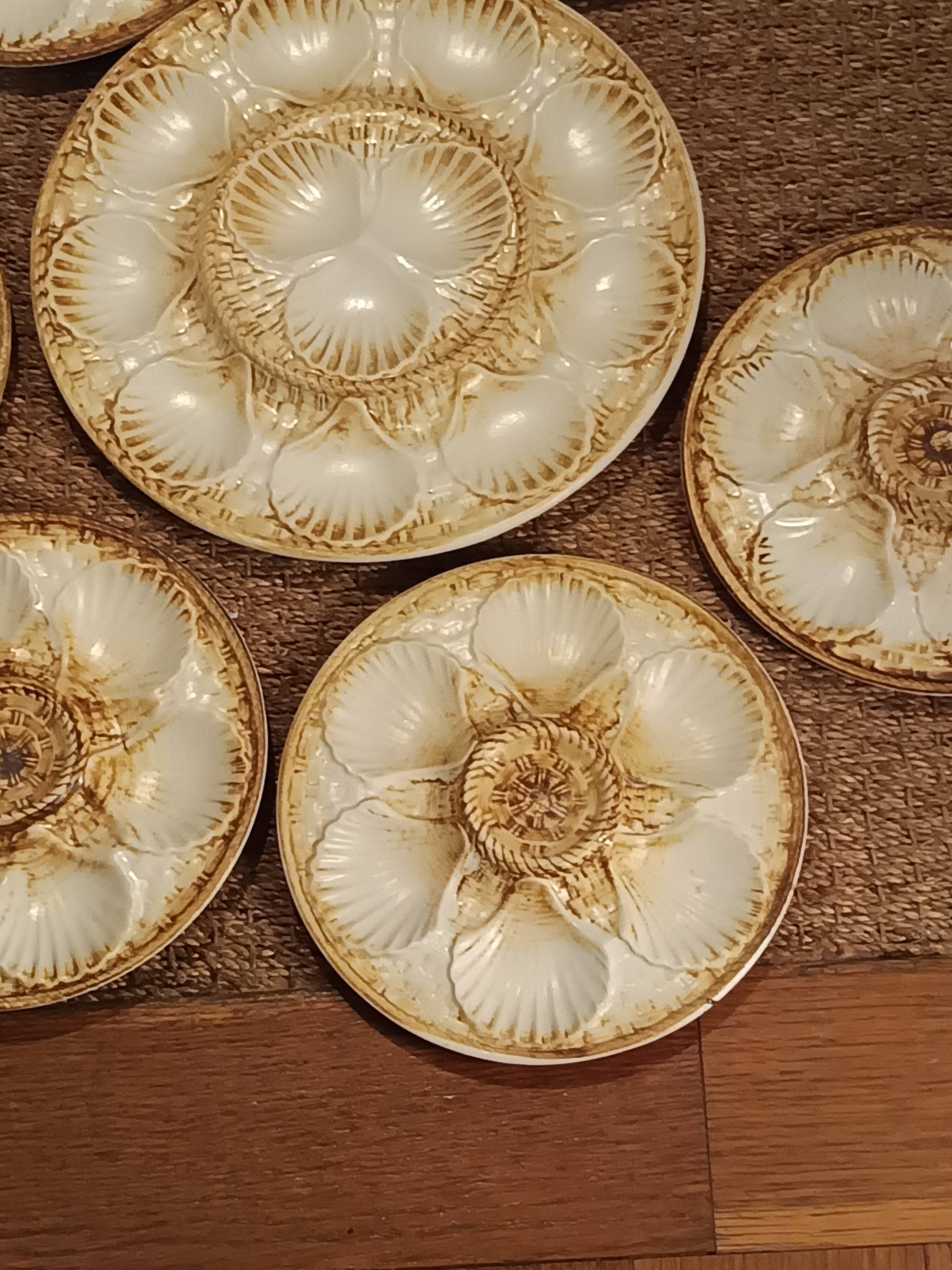 6 oyster shell plates and Chantilly porcelain serving platter
