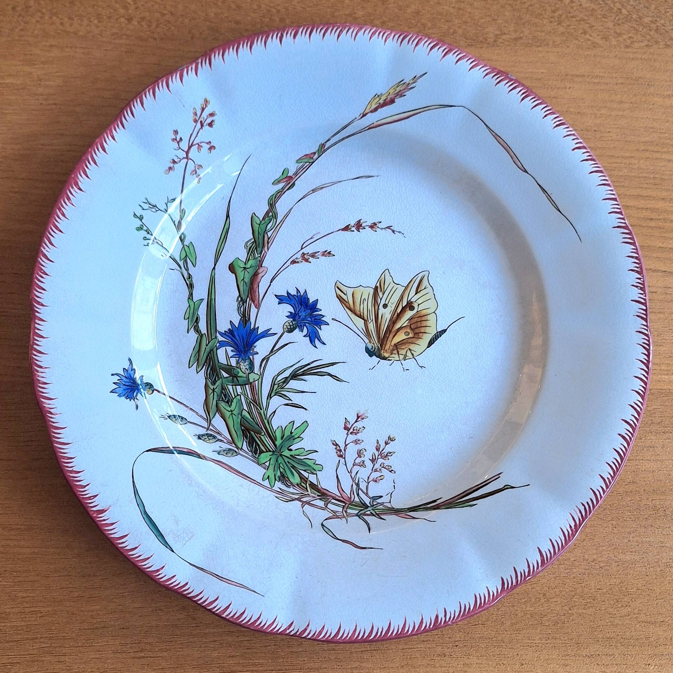 Plate Sarreguemines Butterfly decoration
