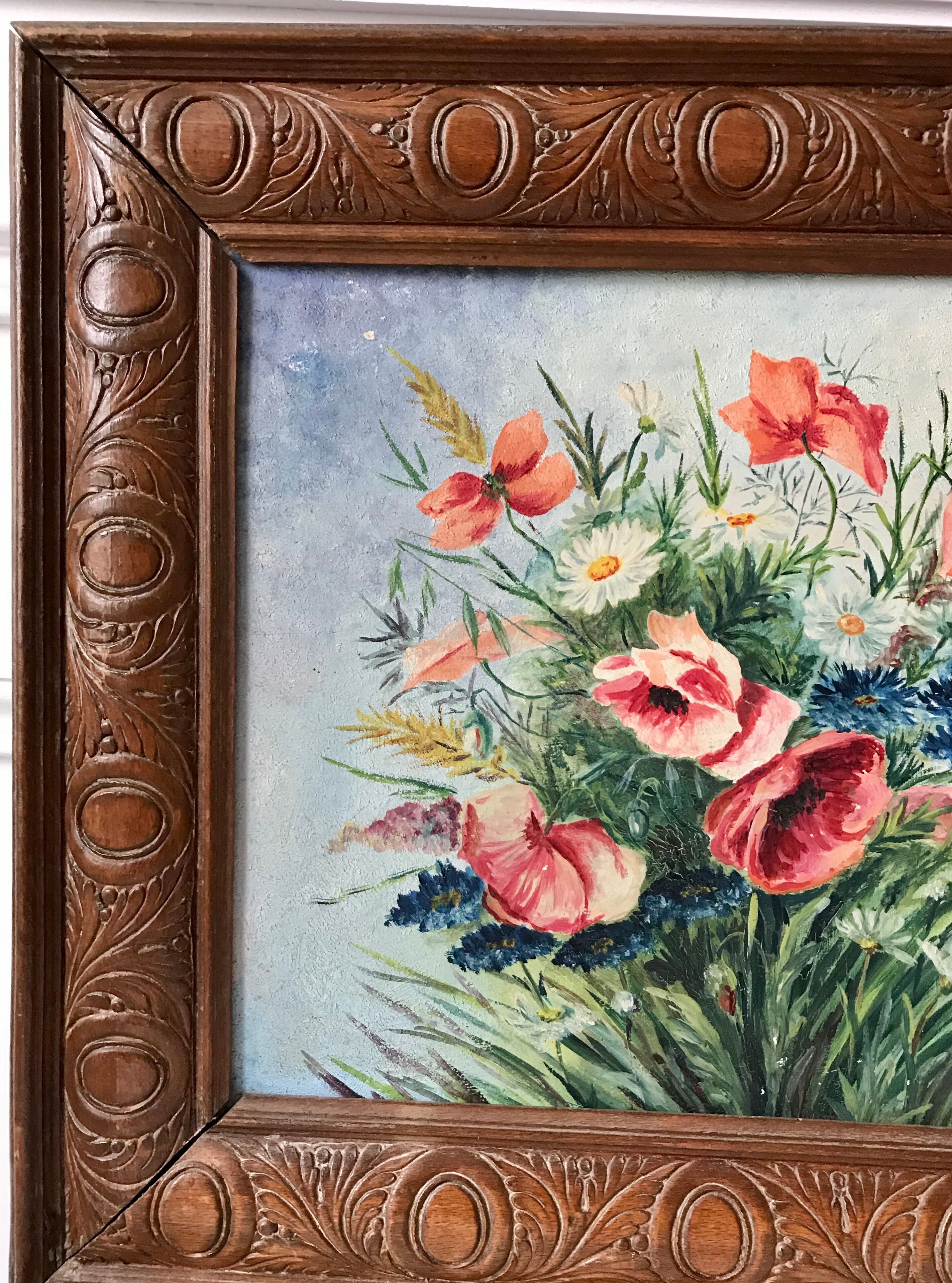 Old flower bouquet table