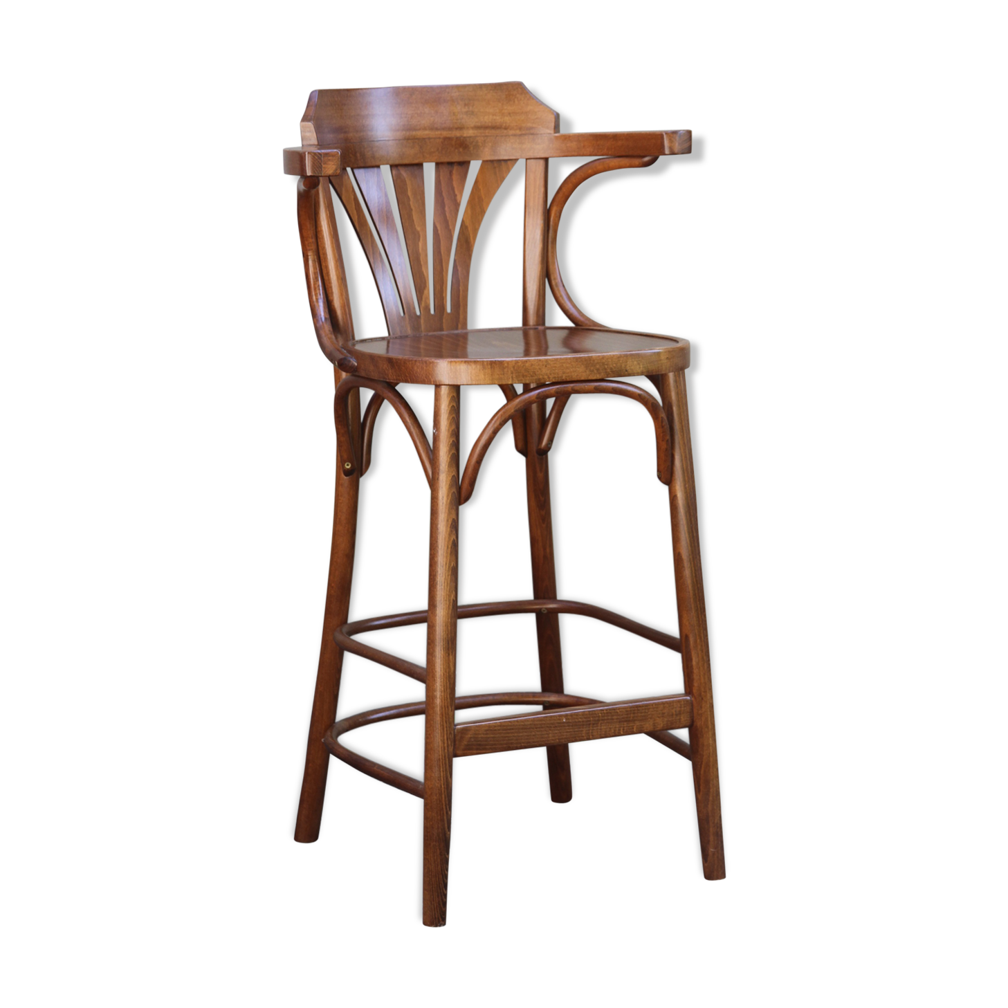 High curved wooden bar chair