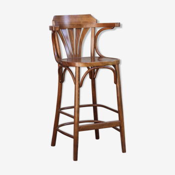 High curved wooden bar chair