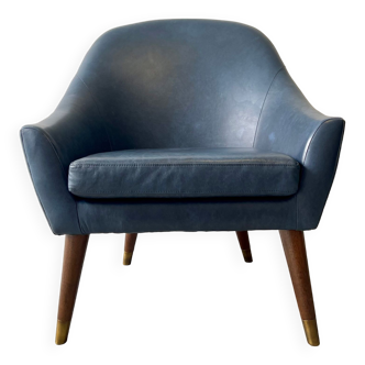 Fauteuil baquet en cuir bleu