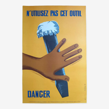Affiche ancienne, original poster prévention danger - Artiste Vuillamy 1963