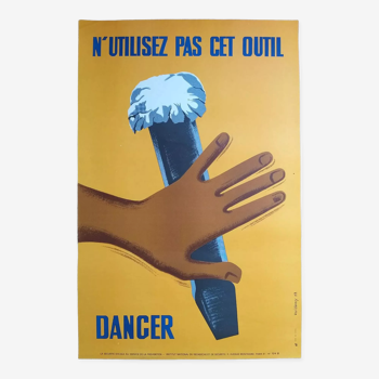 Old / original poster prevention danger - Artist Vuillamy 1963