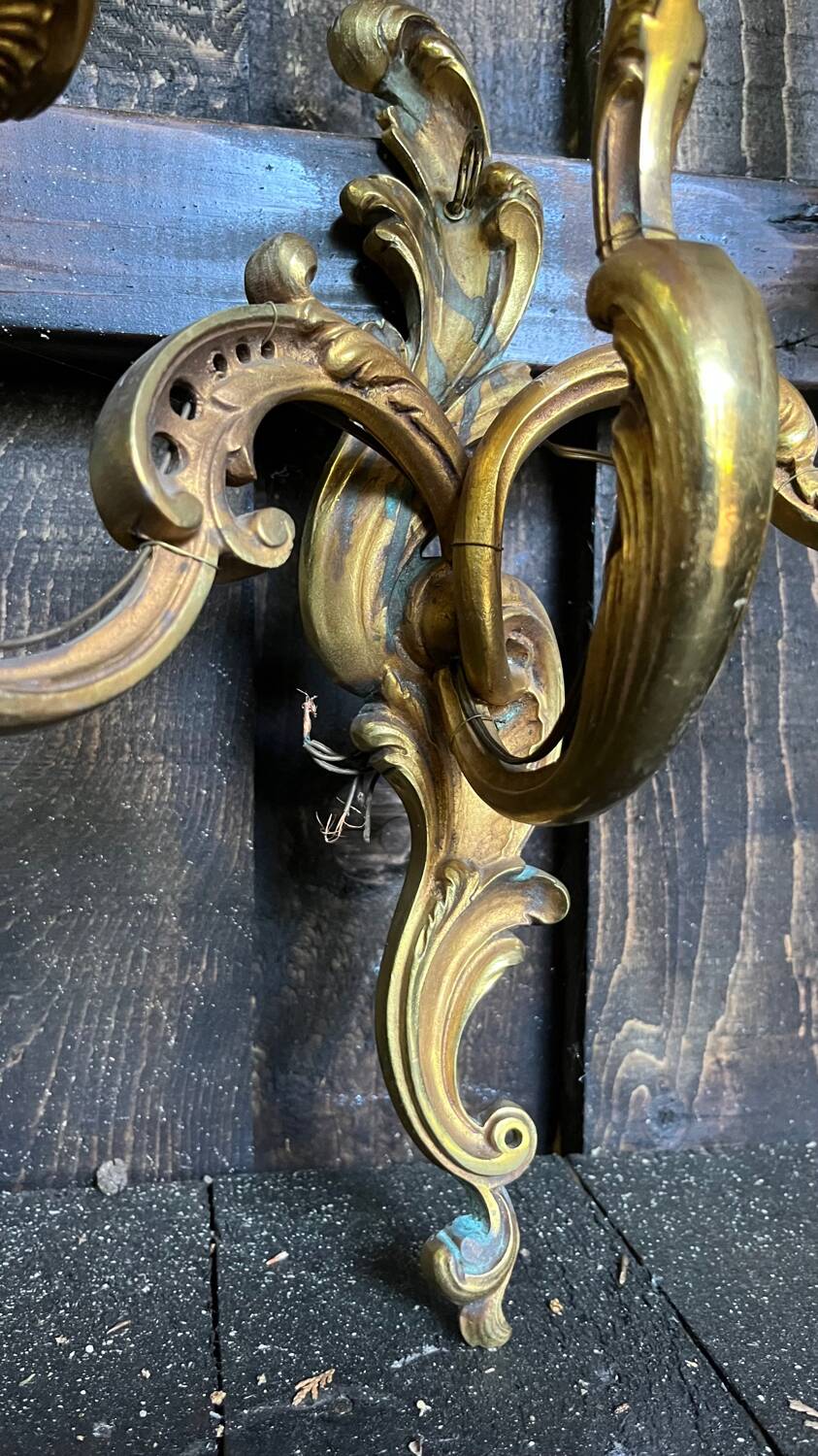 Vintage golden bronze 3-light wall light