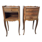 Pair of Louis XV style oak bedside tables