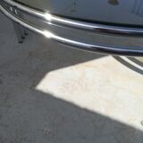 Coffee table in chrome steel and smokes glass 1970