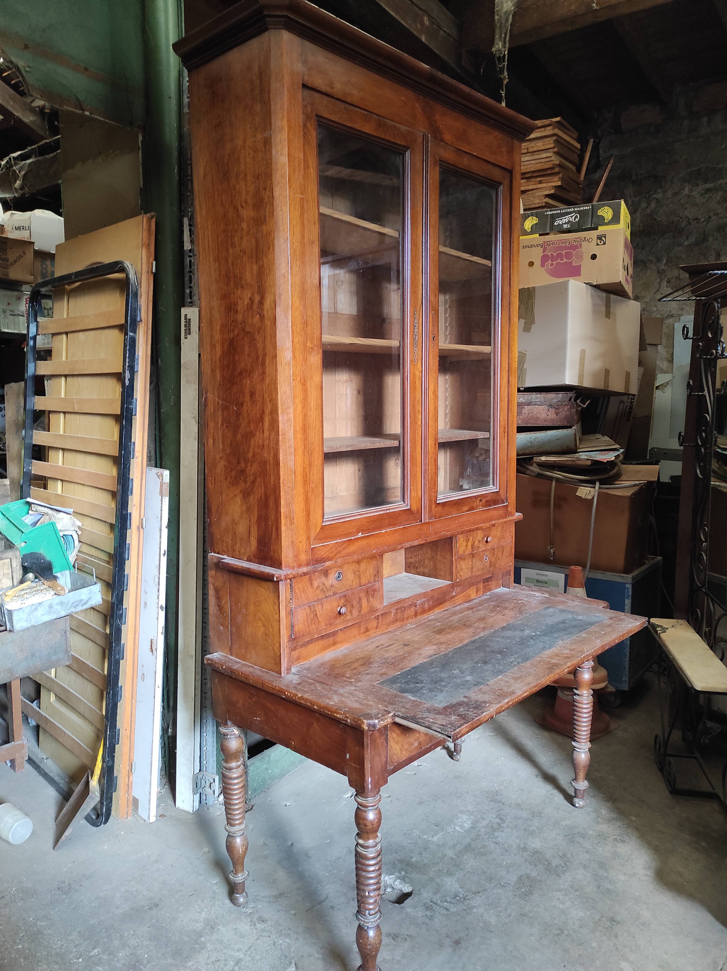 Old stepped desk buffet secretary scriban showcase and vintage drawers