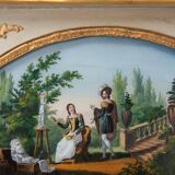 Ancien miroir époque "Restauration" avec peinture sous verre vers 1830