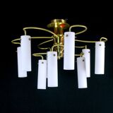 Ceiling lamp brass and Opaline glass, from "Hillebrand", 1960