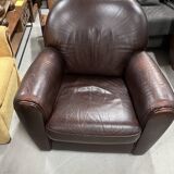 Brown leather club chair