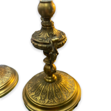 Paire de vasse cornet en bronze et cristal