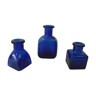 Trio de vases soliflores en verre bleu cobalt