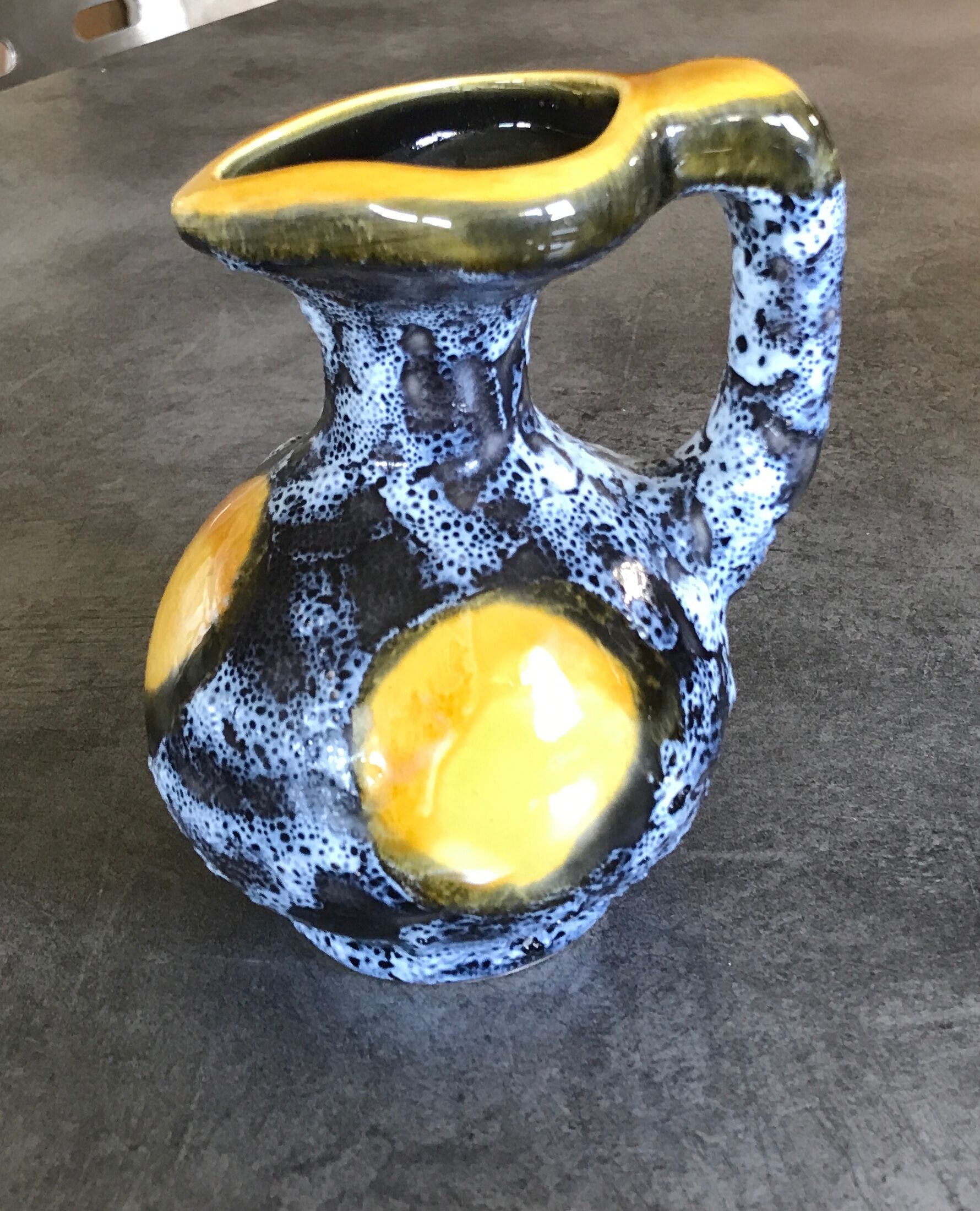 Ceramic pitcher fat lava from vallauris 14.5 cm
