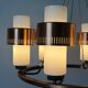 Large ceiling light with 6 arms in copper metal and glass, 1960s, Germany