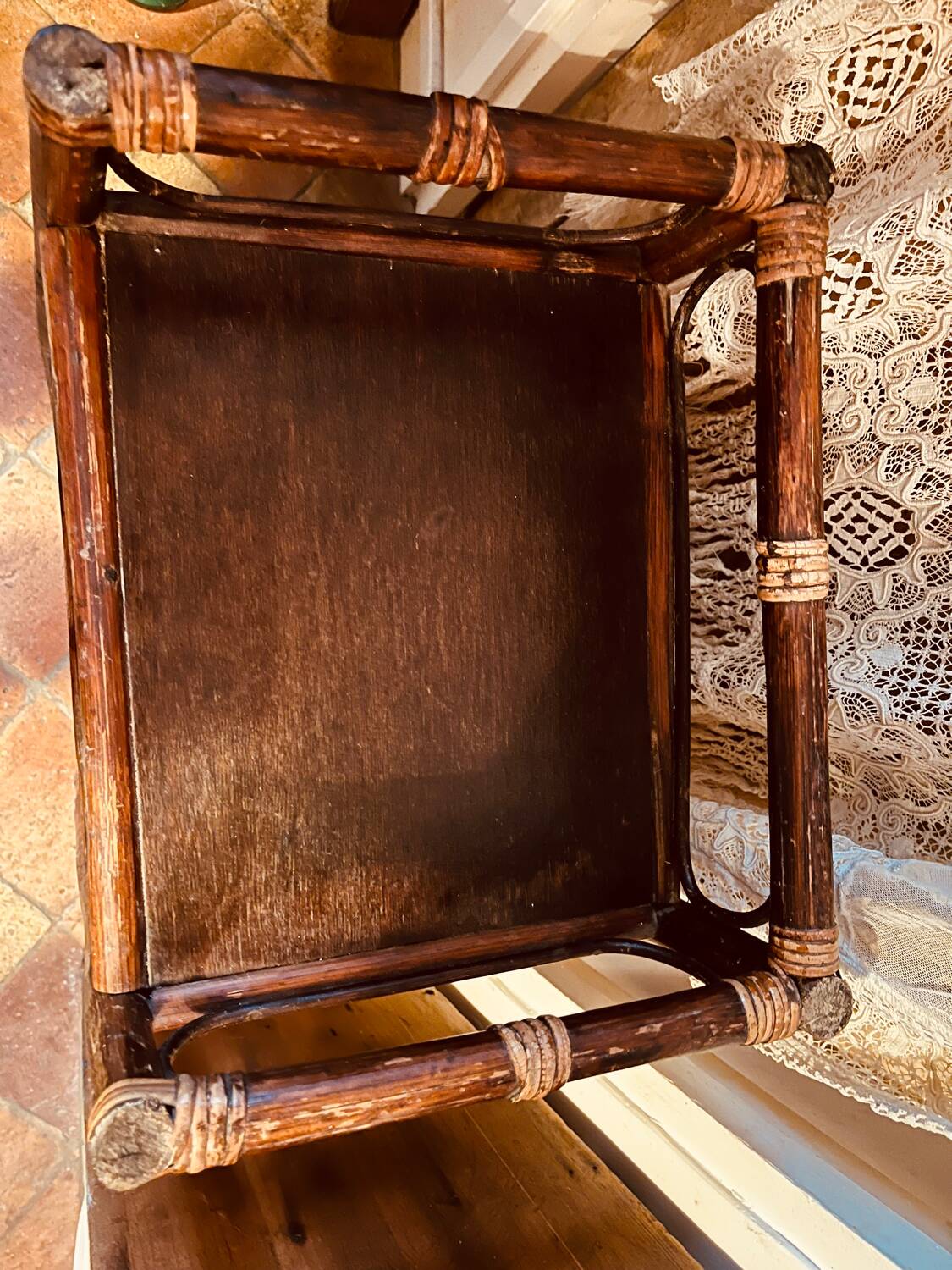 Vintage rattan shelf