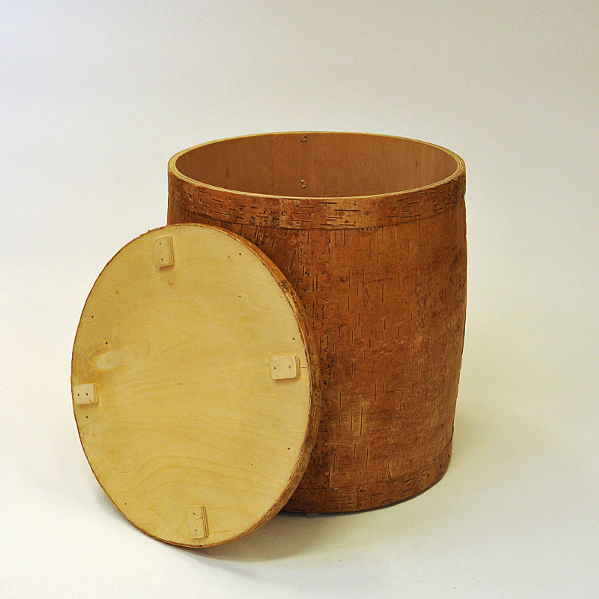 Pouf en bouleau vintage avec couvercle amovible Suède 1972