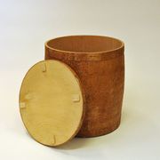 Pouf en bouleau vintage avec couvercle amovible Suède 1972