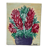 Still life bouquet of flowers painting on canvas signed Morent