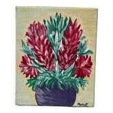 Tableau bouquet de fleurs peinture sur toile signée Morent