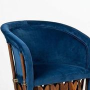 Mexican Equipal Style Chairs in Navy Blue Velvet by Wim Rietveld, Set of 2