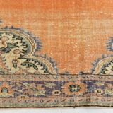 6x9 Antique Vintage Orange & Greeb Turkish Rug, 182x286Cm