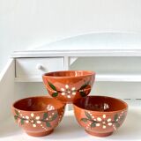 Vintage terracotta bowls decorated flowers