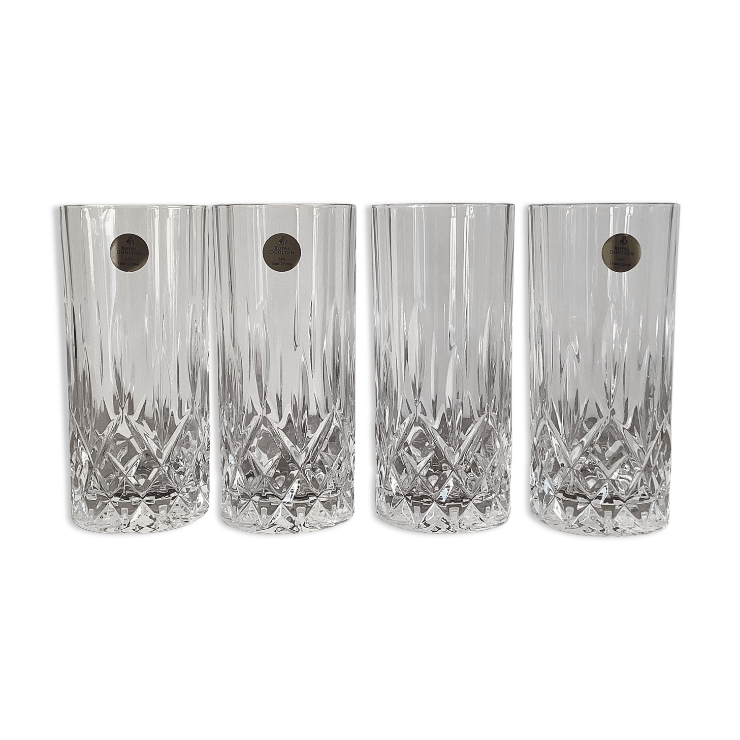 Set of 4 glasses high long drink cocktail crystal Royal Doulton