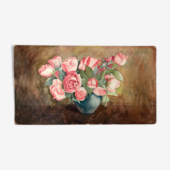 Watercolor with vintage roses