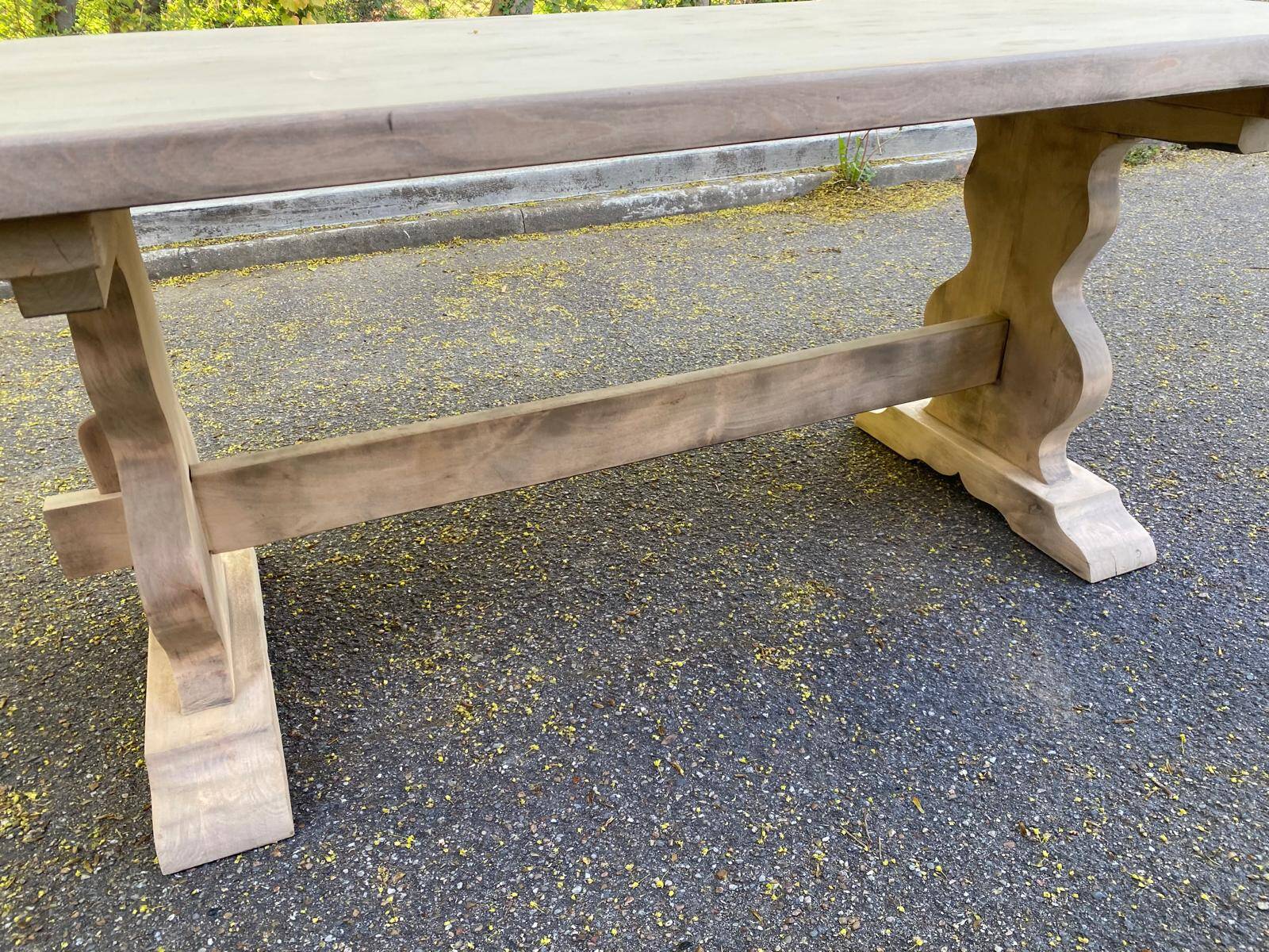 Renovated monastery dining table in ash, 180cm.