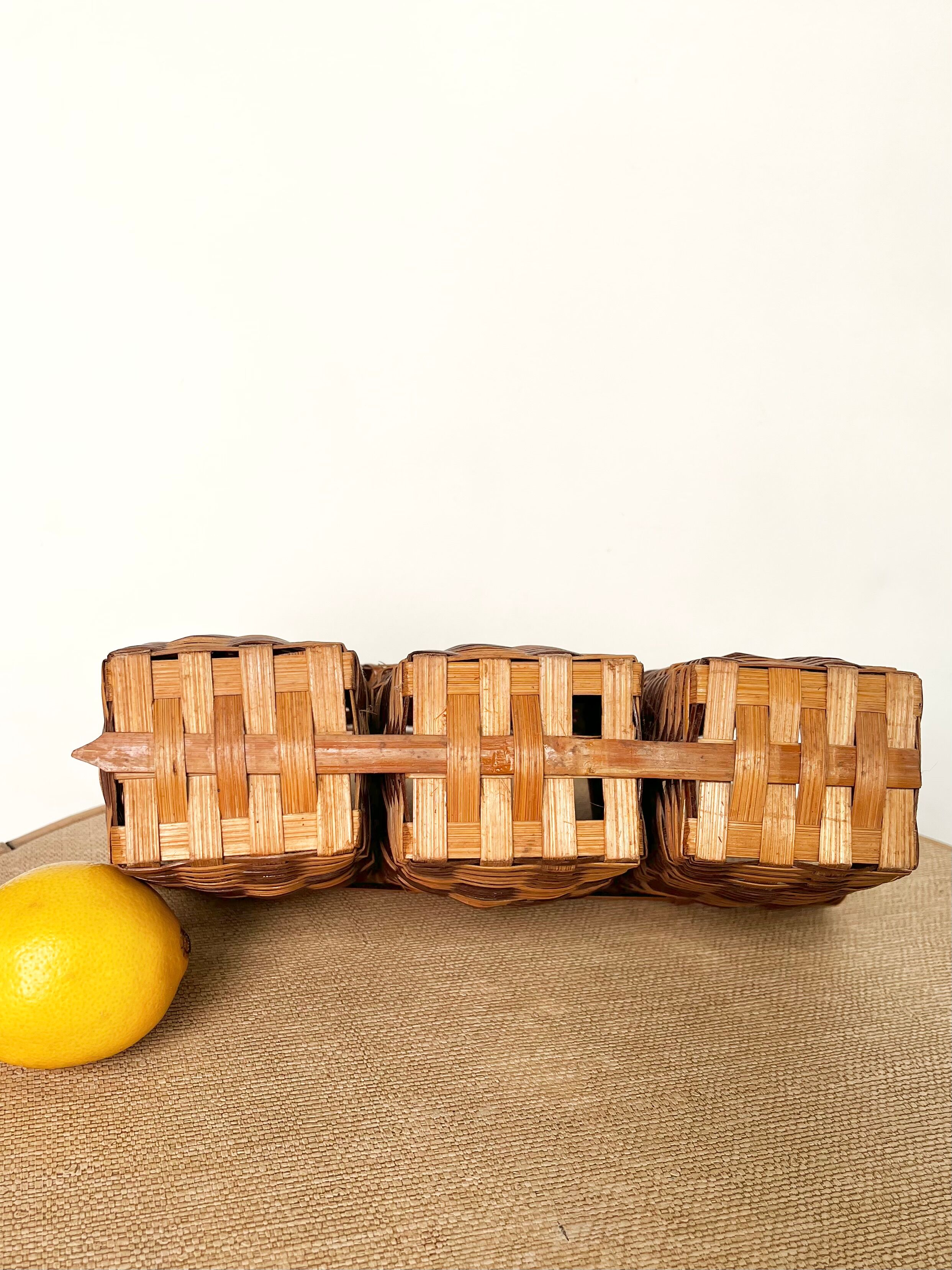 Vintage rattan hanging basket