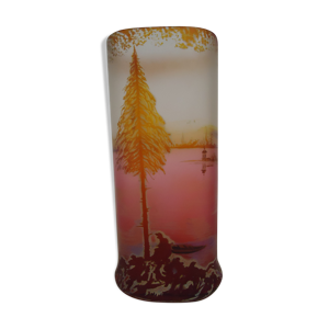 Ancien vase paysage décor bord