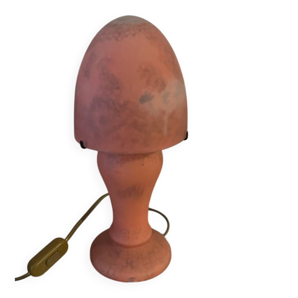 Lampe champignon art déco en verre rouge