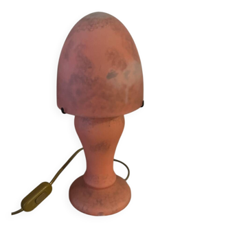 Lampe champignon art déco en verre rouge