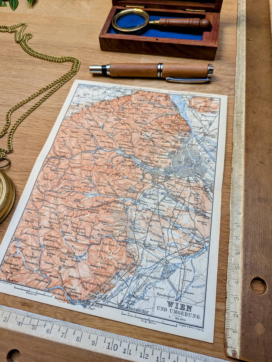 Imprimée en 1890, carte de Vienne, Autriche.