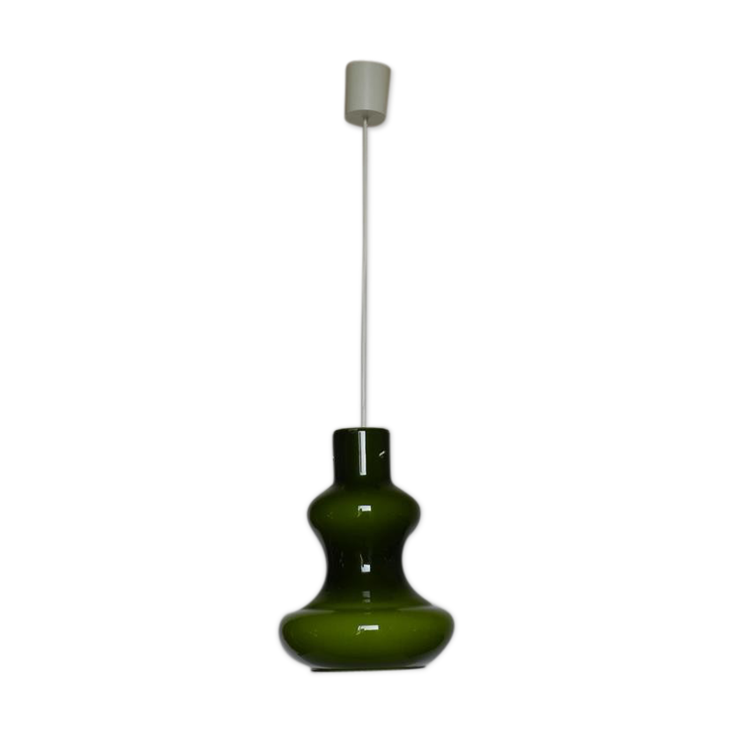 Green and white opaline hanging inside