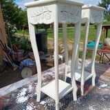 Pair of cream-washed wood stands