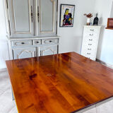 Table 140x140 dessus merisier  et pieds chêne gris