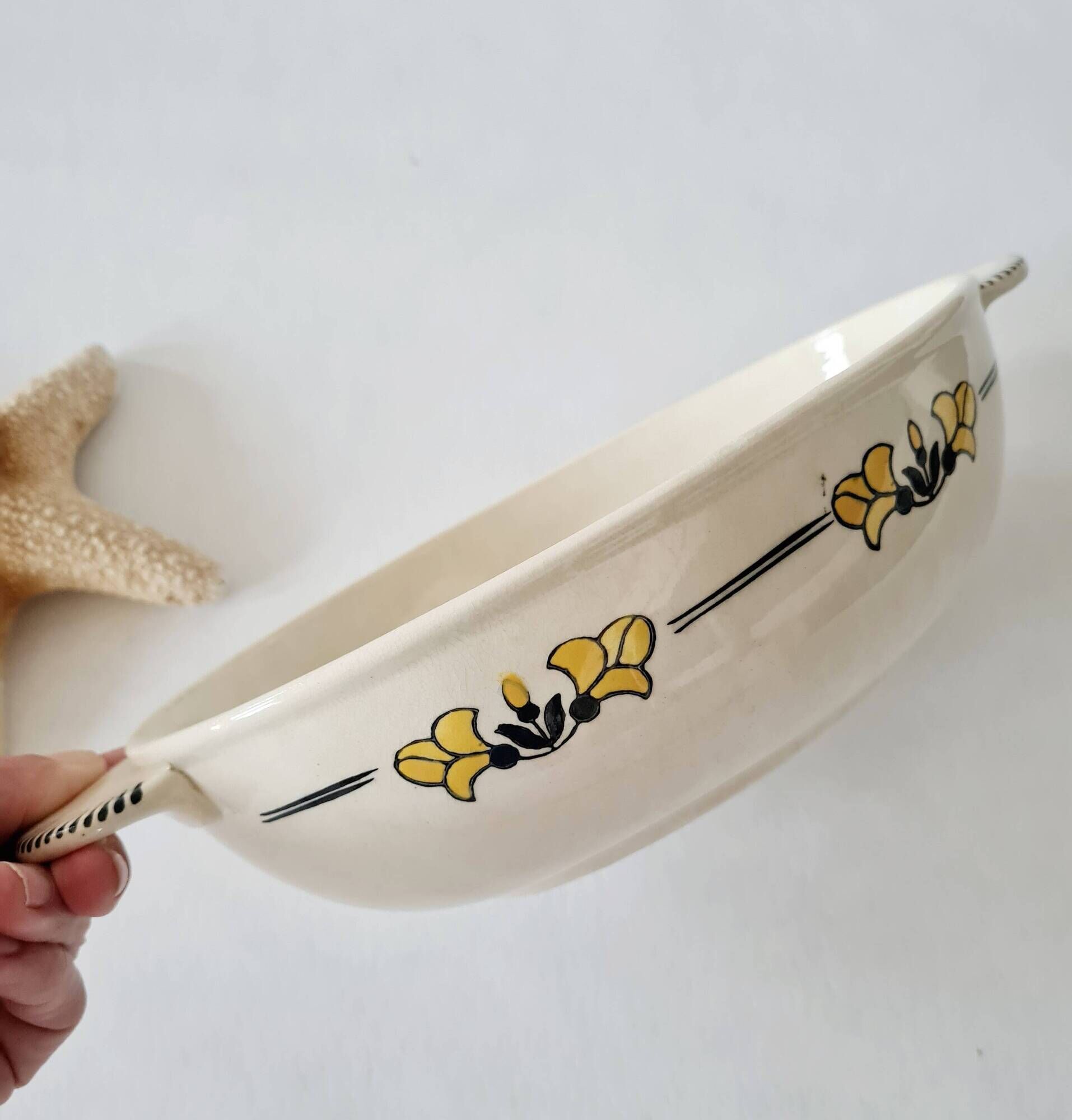 Old oval dish / vegetable dish in ironstone - "Renée" Art Deco model