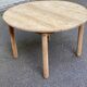 Scandinavian round extendable dining table stripped in solid wood from the 1970s.