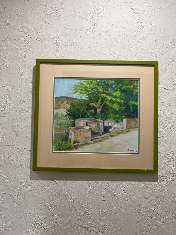 Paysage aquarelle : « vieux puits provençaux »