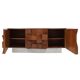 Buffet de style brutaliste en bois massif et marbre de Sienne