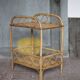 Vintage rattan serving table, two-tier side table.